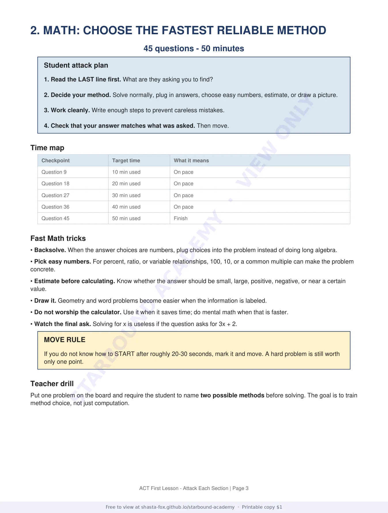 ACT First Lesson: How to Attack Each Section, page 3 of 7