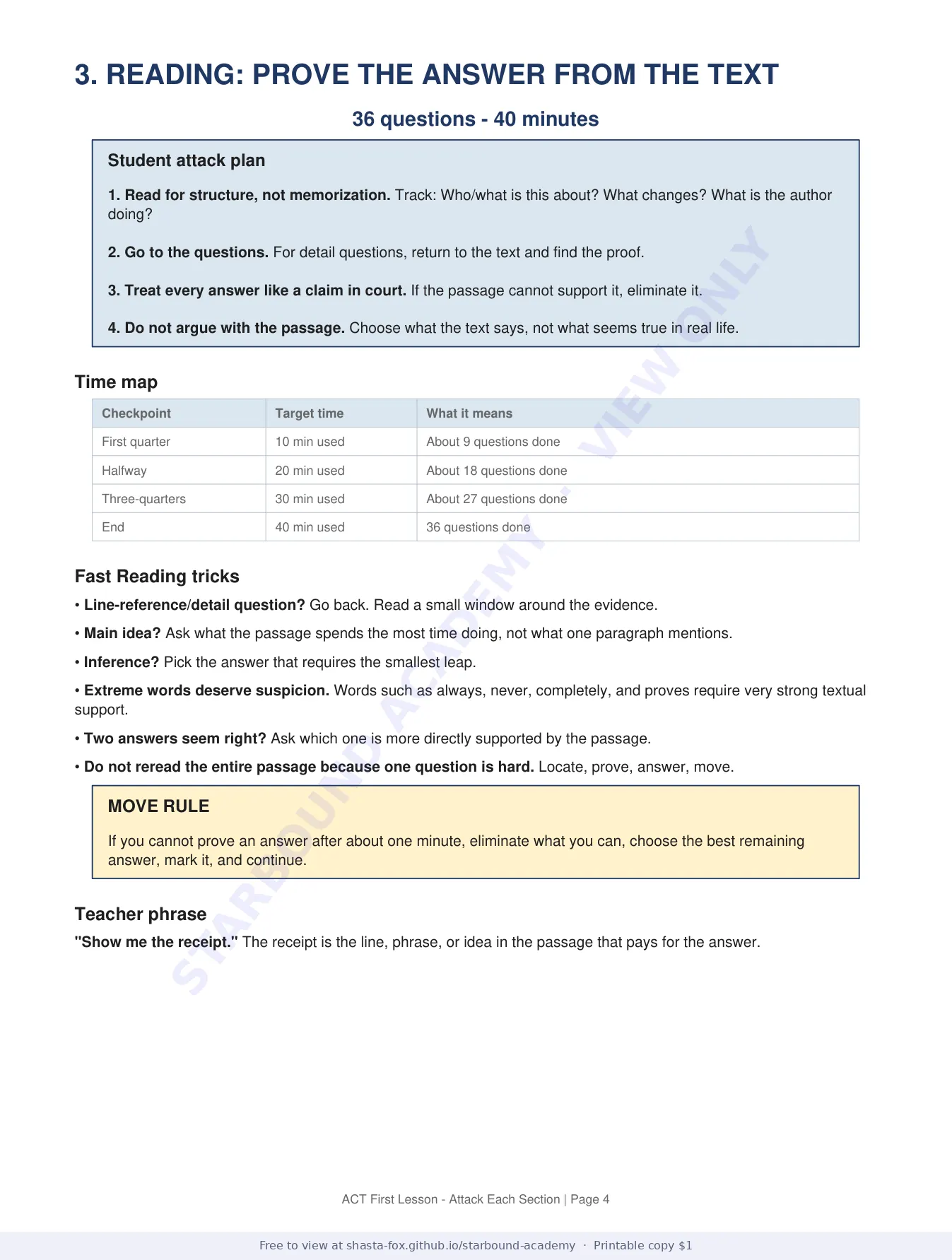 ACT First Lesson: How to Attack Each Section, page 4 of 7