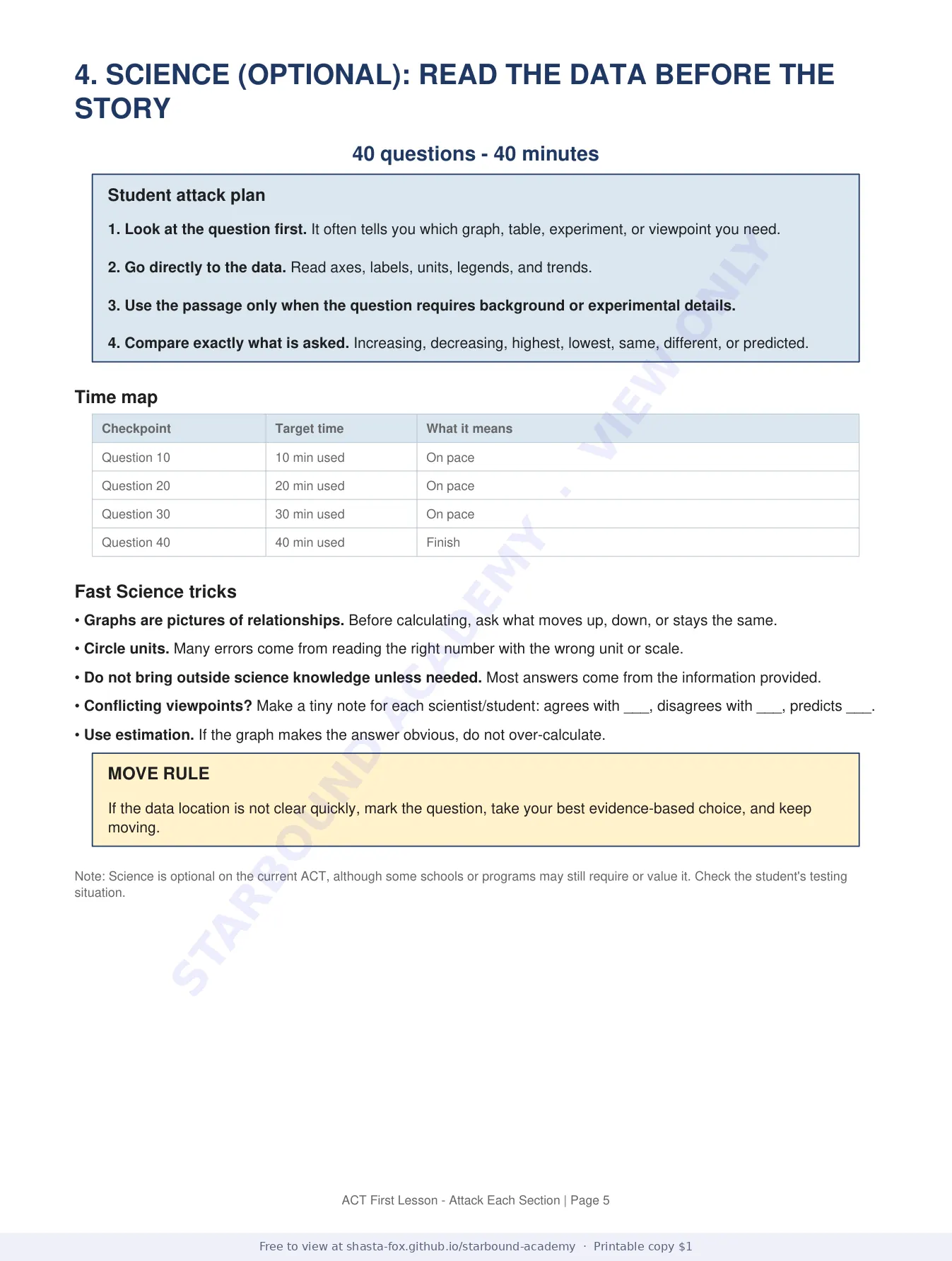ACT First Lesson: How to Attack Each Section, page 5 of 7