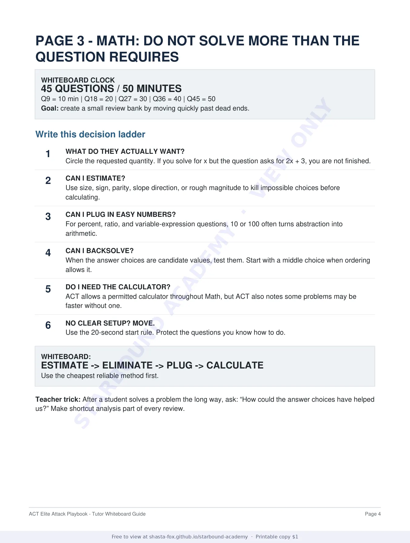 ACT Elite Attack Whiteboard Playbook, page 4 of 10