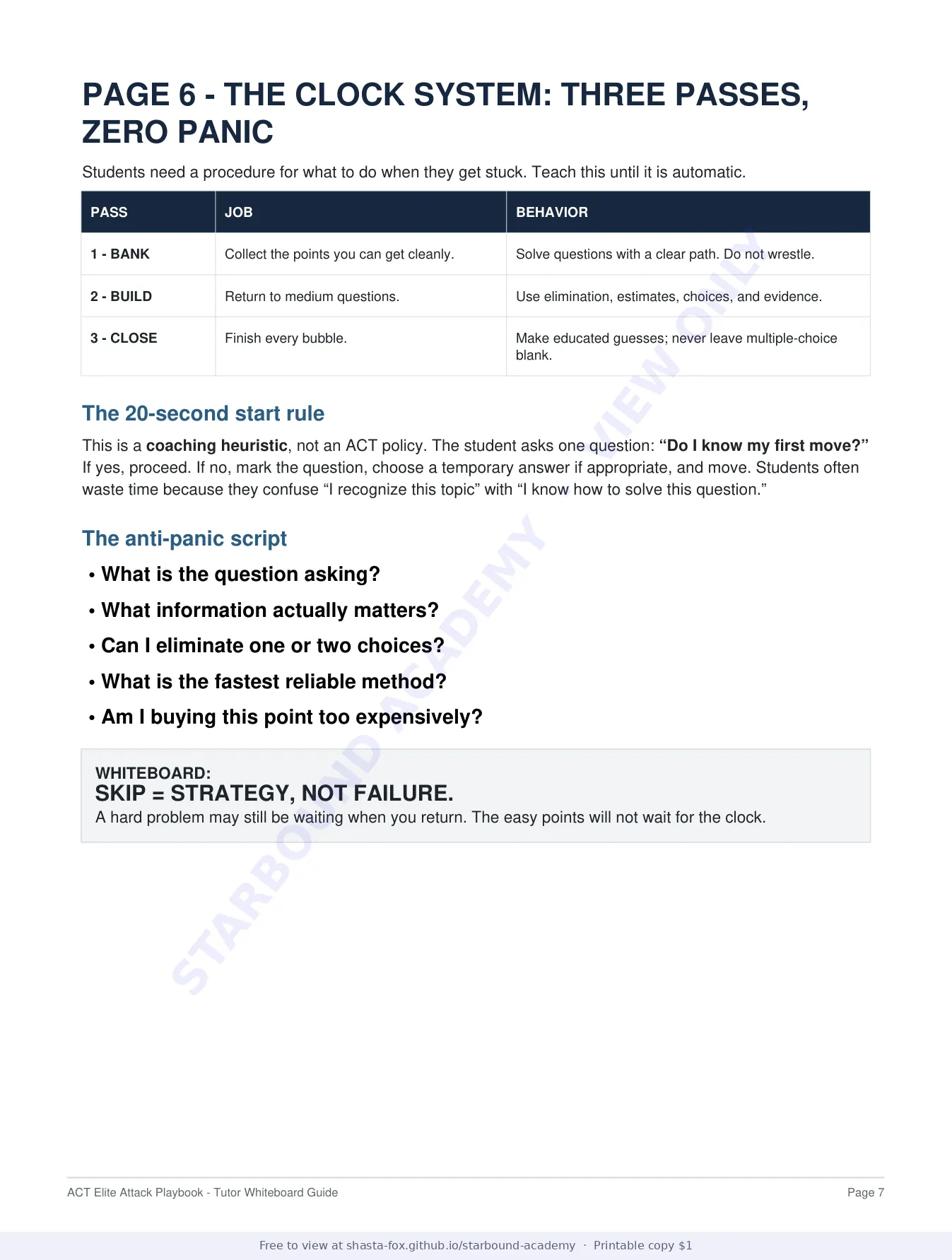 ACT Elite Attack Whiteboard Playbook, page 7 of 10