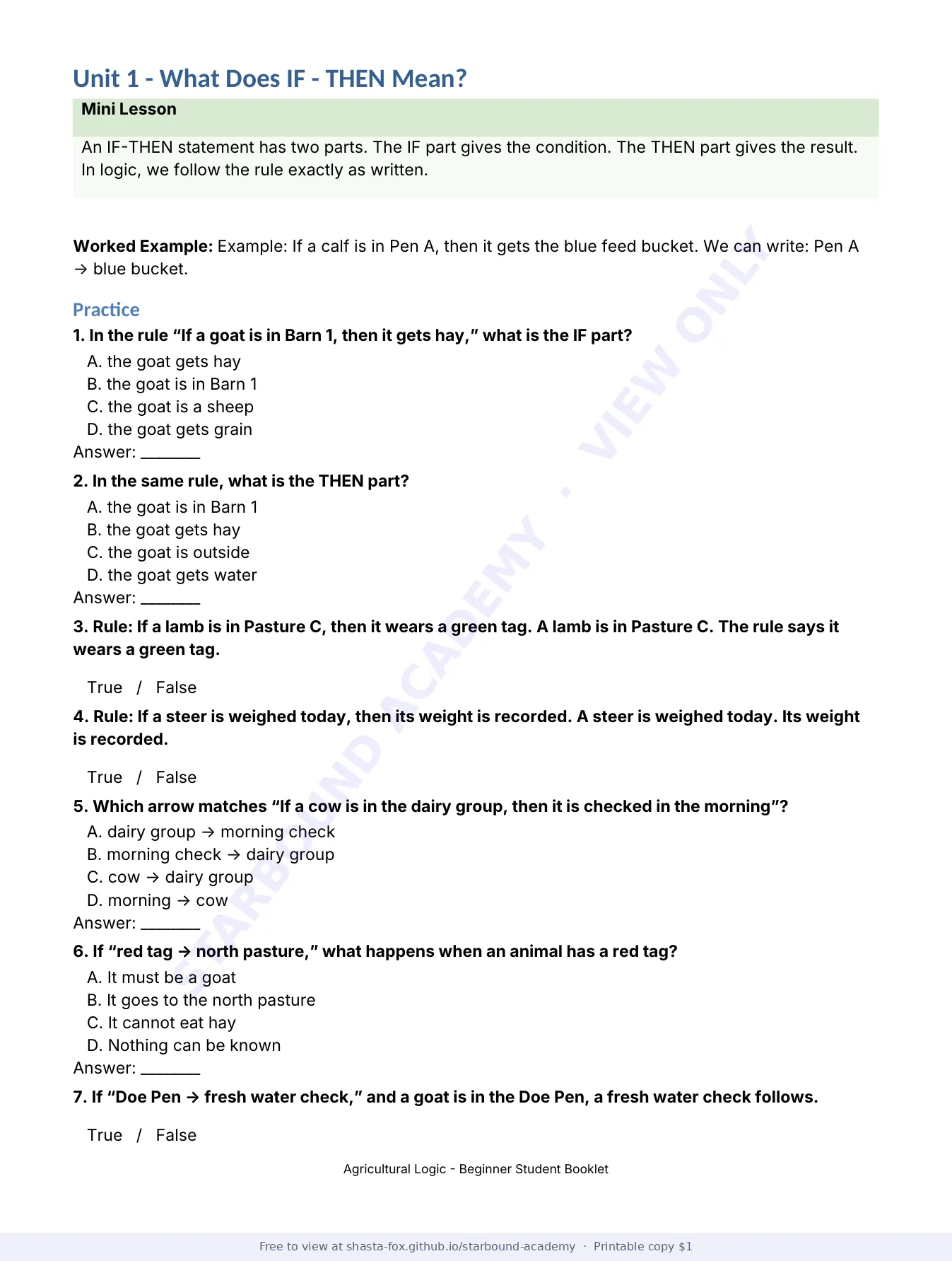 Agricultural Logic: Beginner Booklet, page 2 of 22