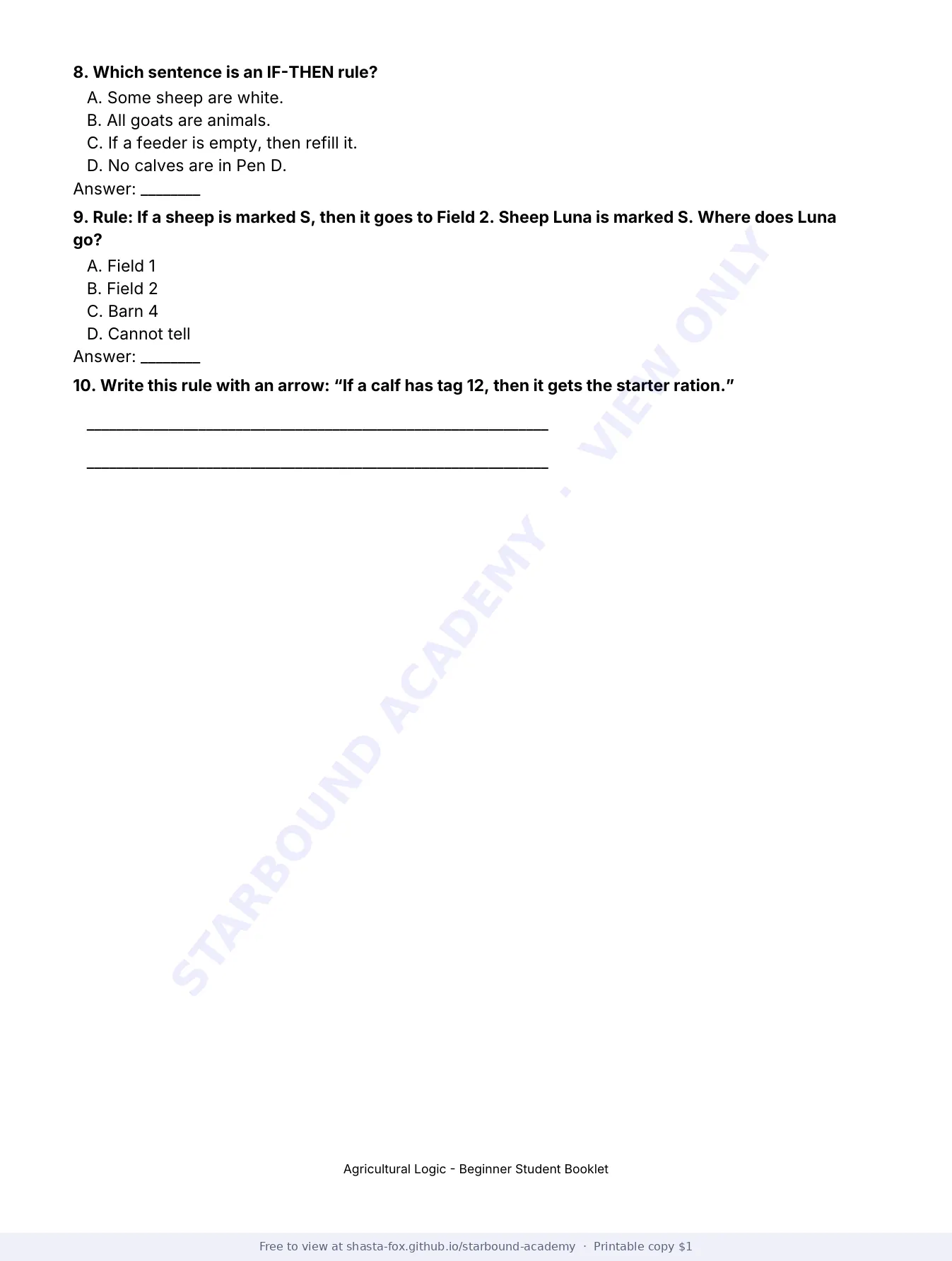 Agricultural Logic: Beginner Booklet, page 3 of 22