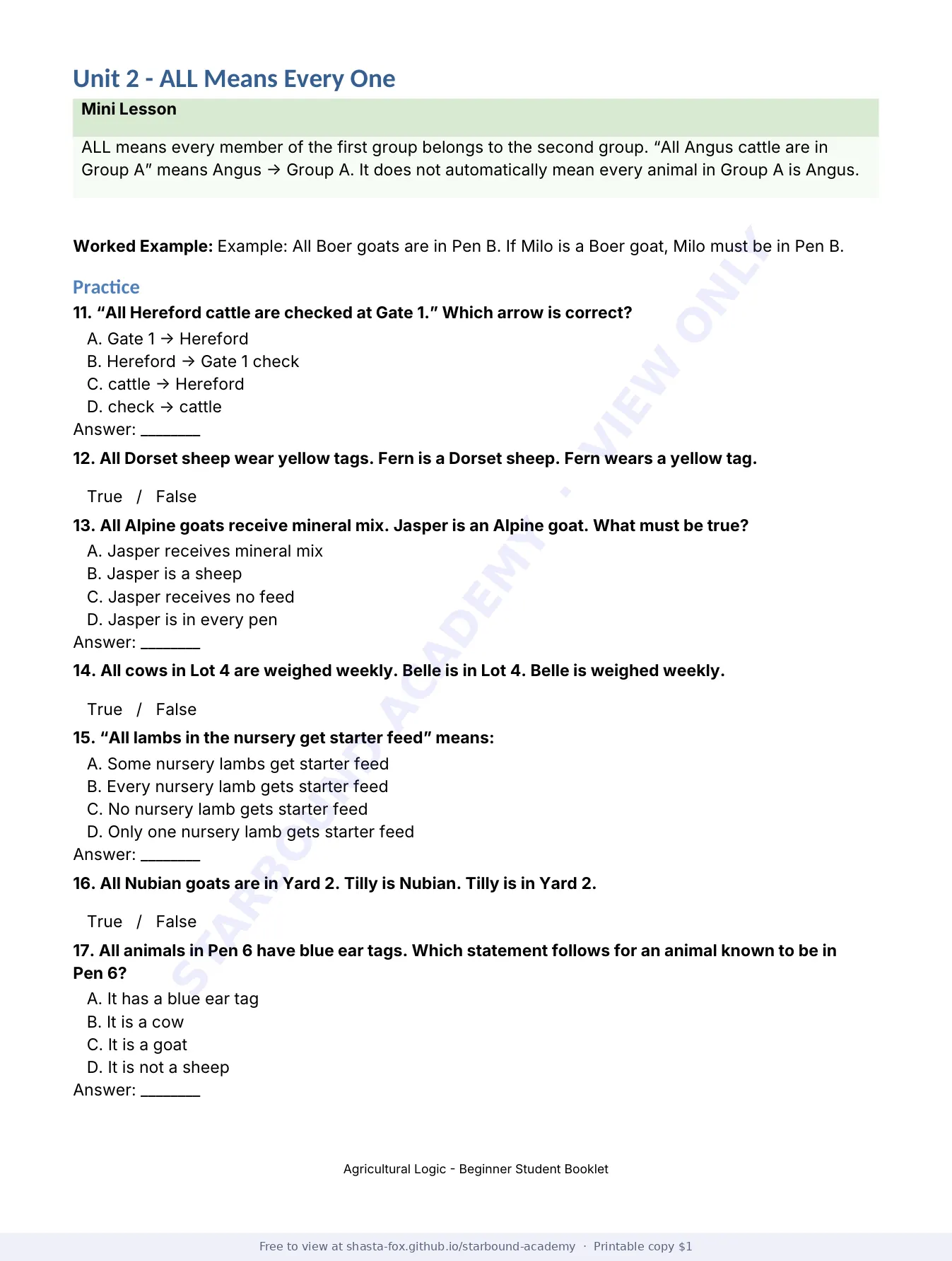 Agricultural Logic: Beginner Booklet, page 4 of 22
