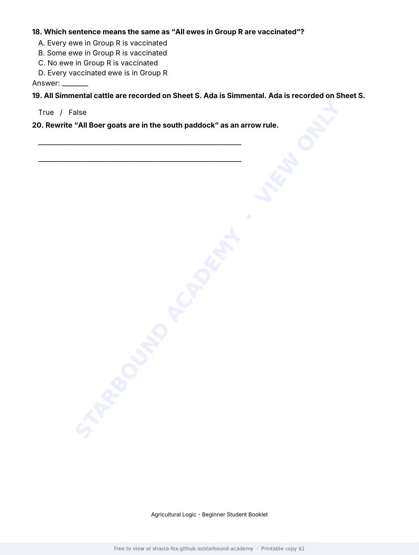 Agricultural Logic: Beginner Booklet, page 5 of 22