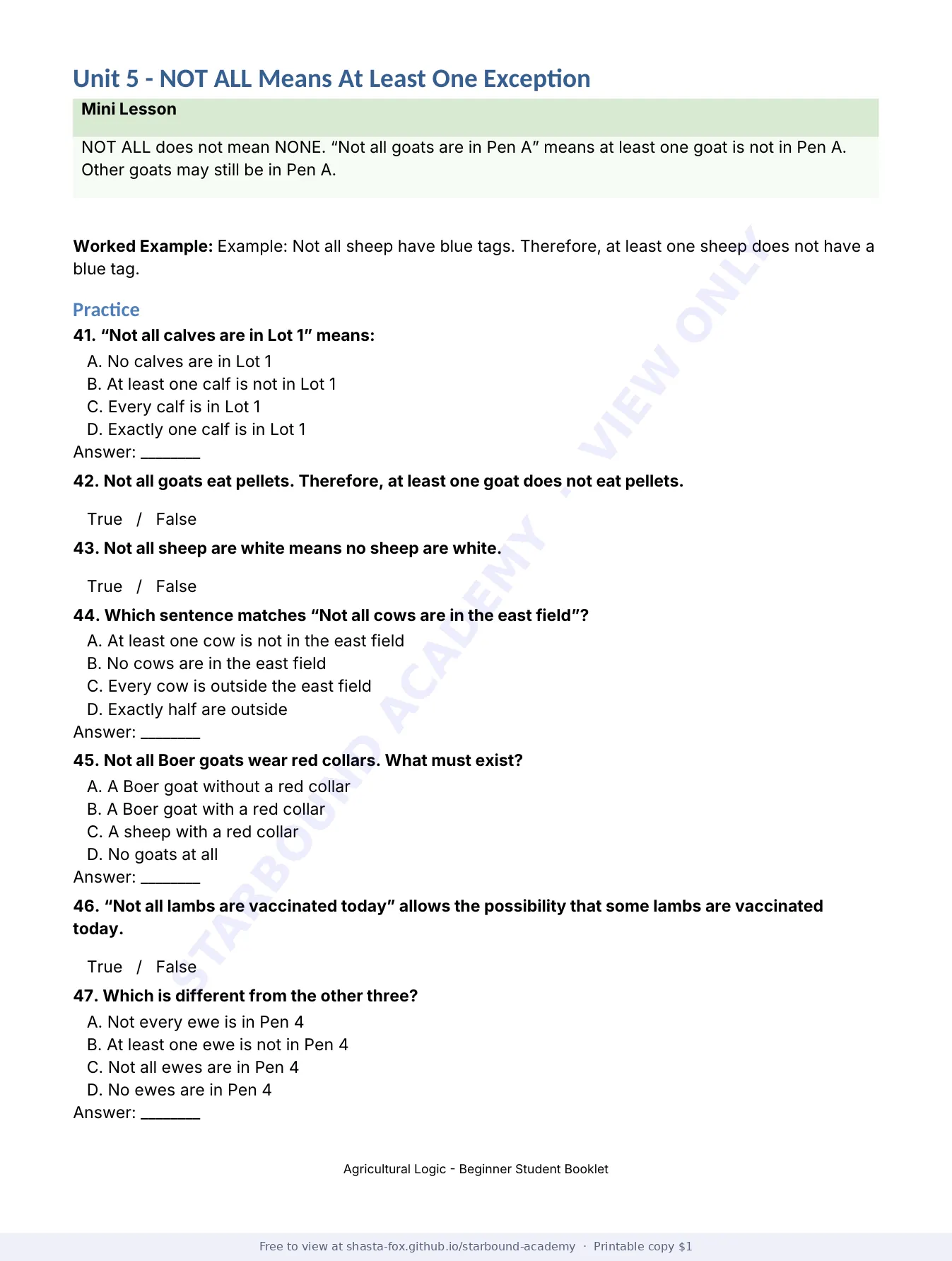 Agricultural Logic: Beginner Booklet, page 10 of 22