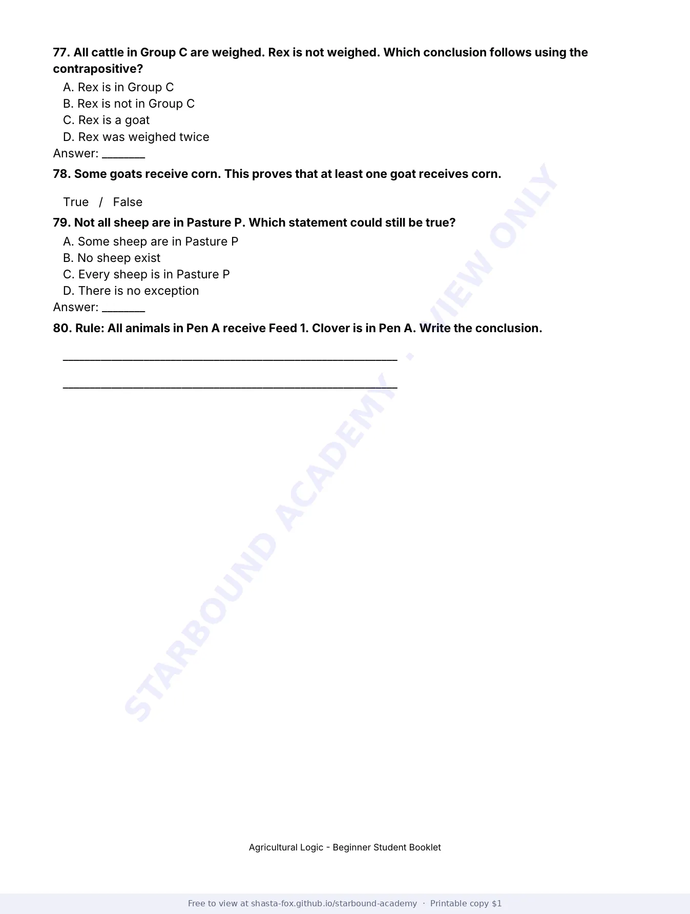 Agricultural Logic: Beginner Booklet, page 17 of 22