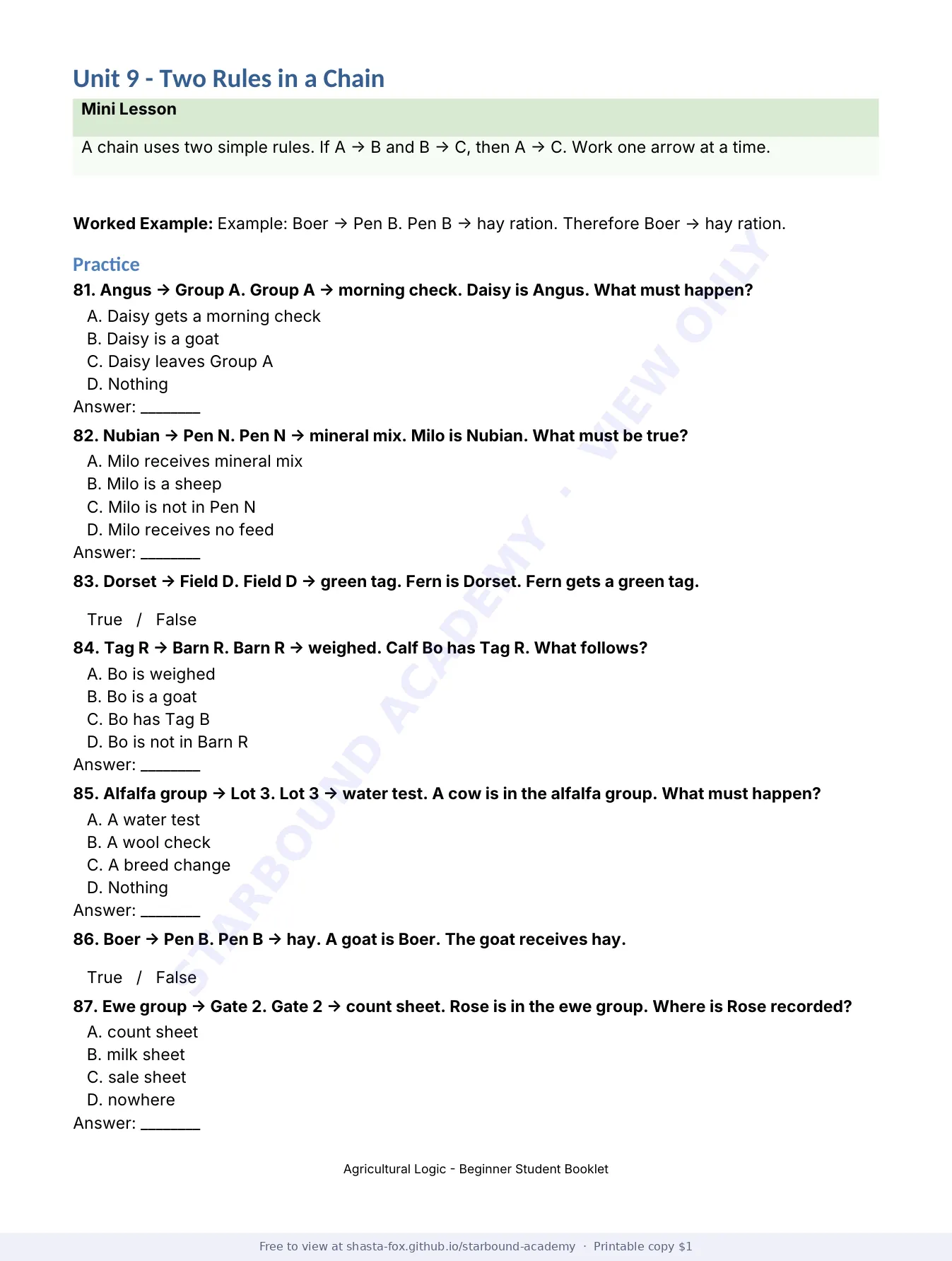 Agricultural Logic: Beginner Booklet, page 18 of 22