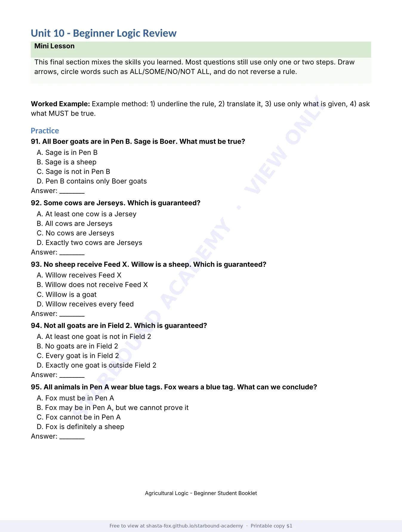 Agricultural Logic: Beginner Booklet, page 20 of 22