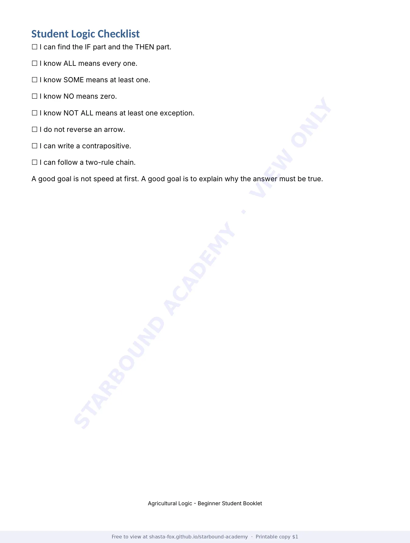 Agricultural Logic: Beginner Booklet, page 22 of 22