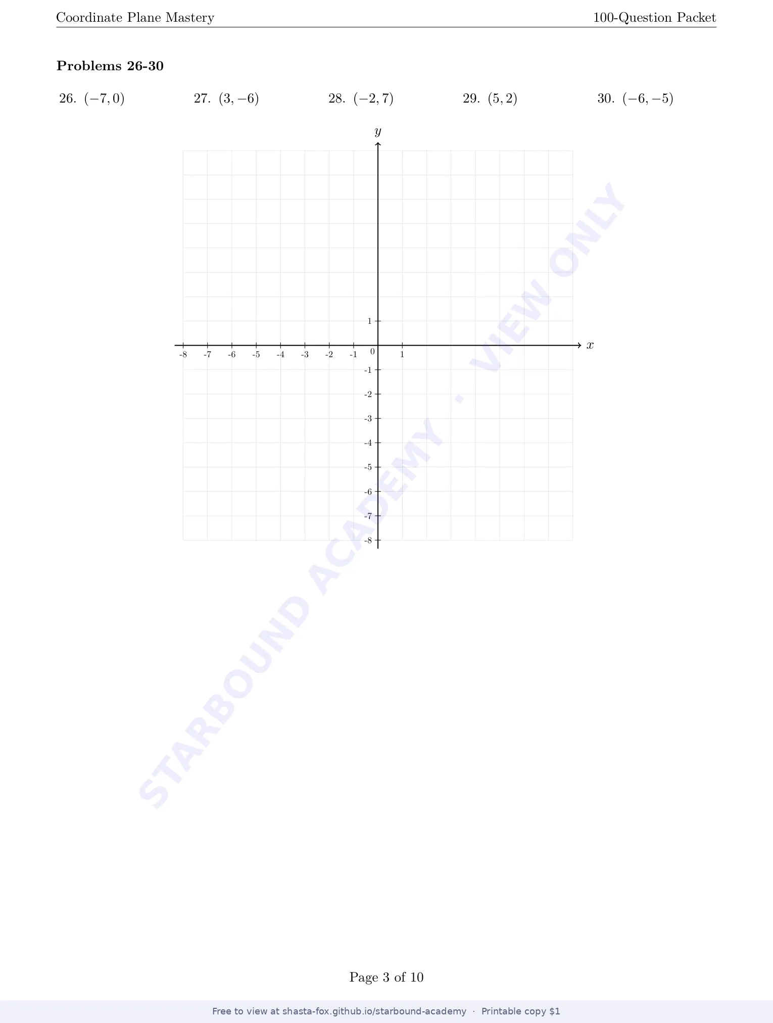 Coordinate Plane Mastery, page 3 of 10