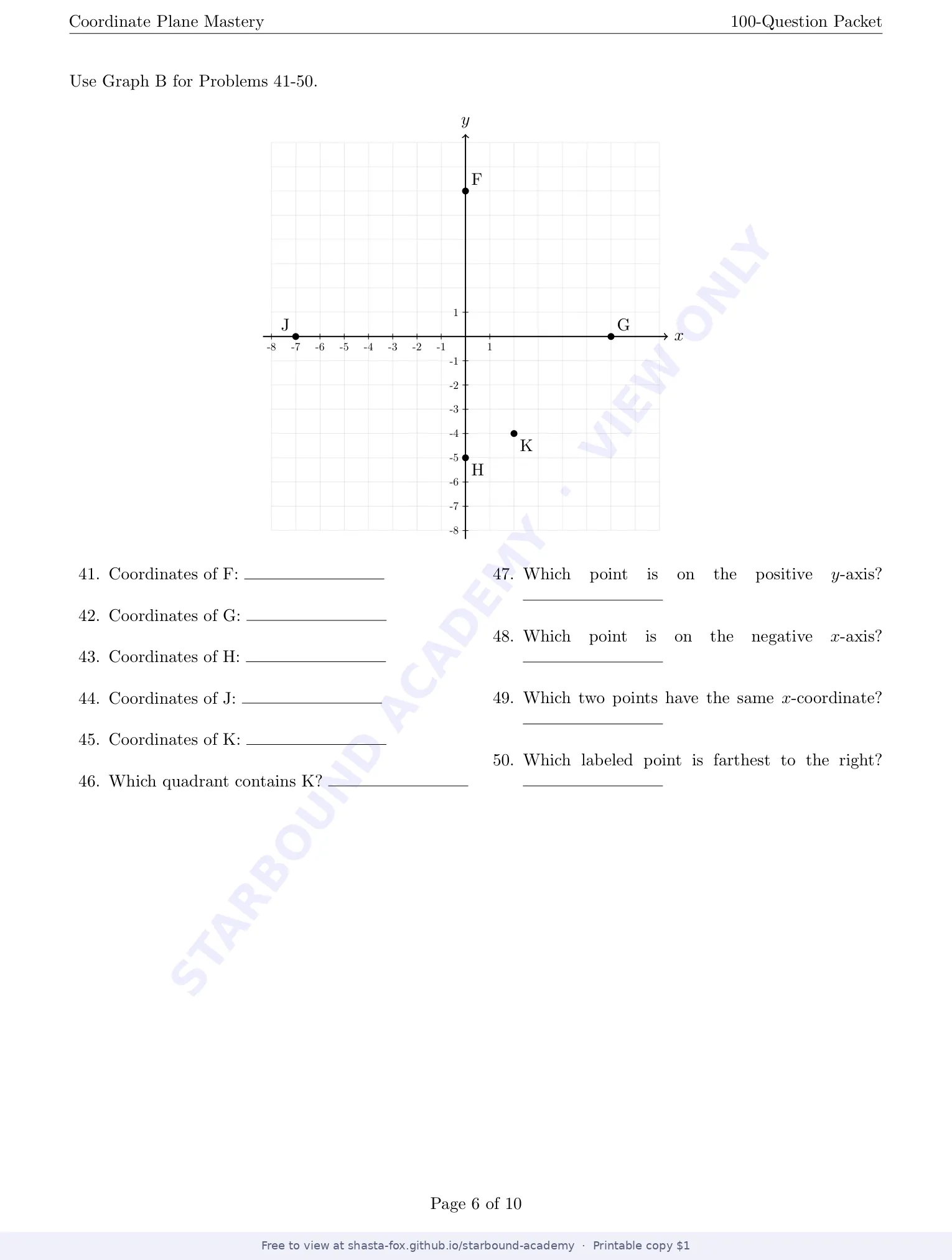 Coordinate Plane Mastery, page 6 of 10