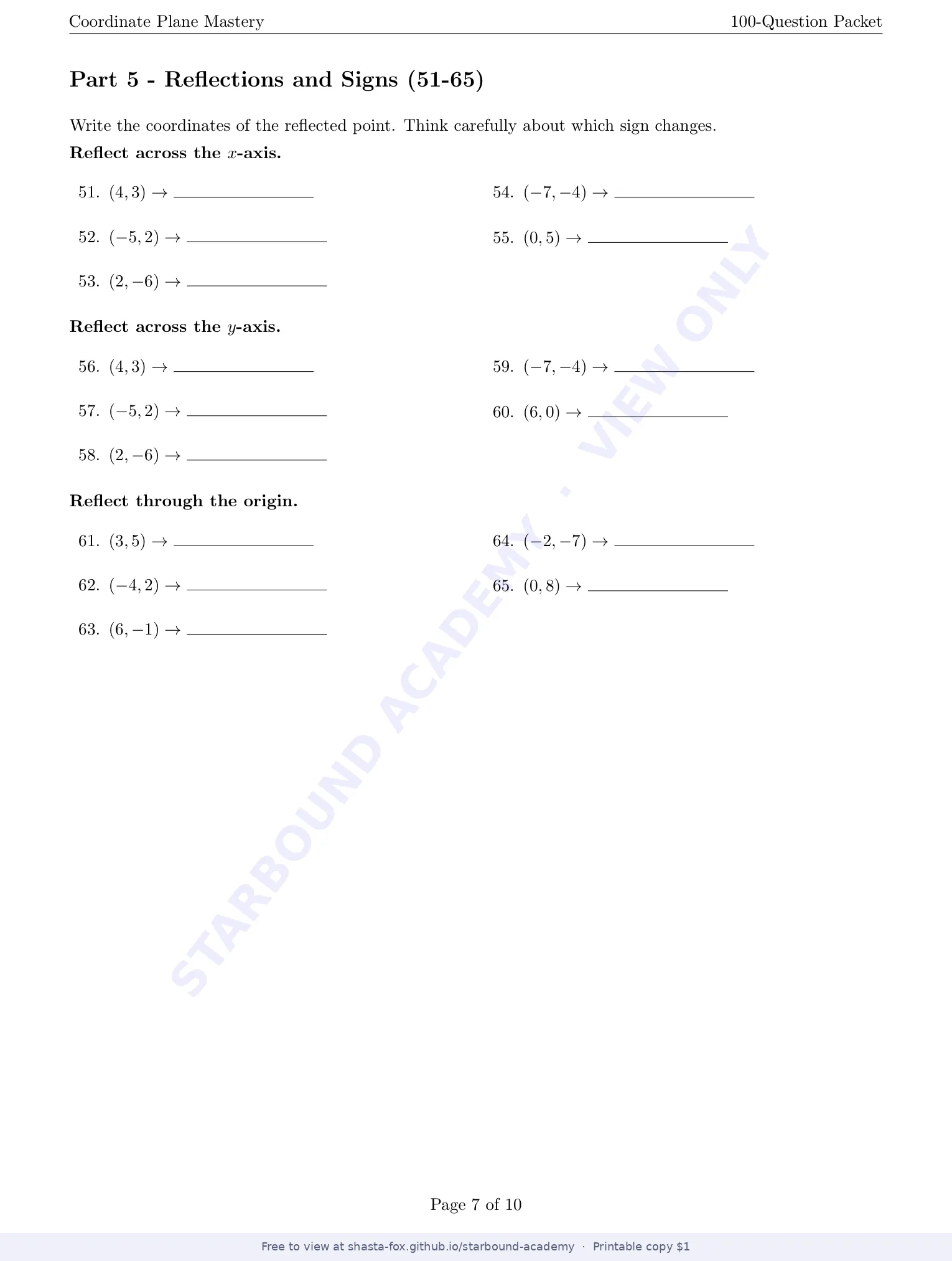 Coordinate Plane Mastery, page 7 of 10
