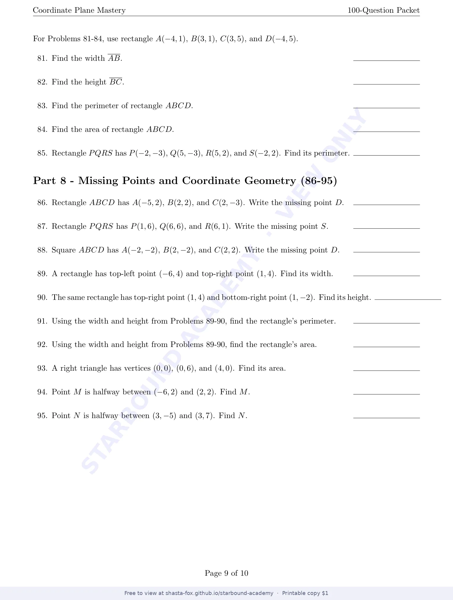 Coordinate Plane Mastery, page 9 of 10