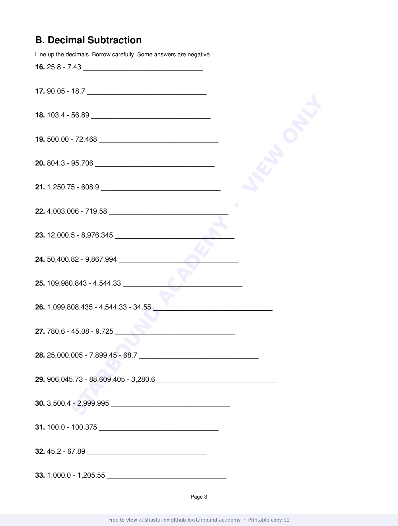 Cumulative Arithmetic Review, page 3 of 10