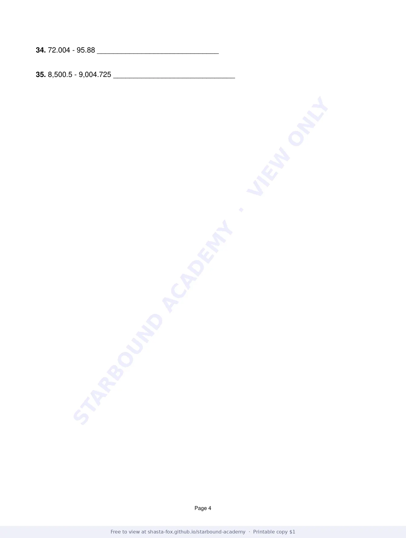 Cumulative Arithmetic Review, page 4 of 10