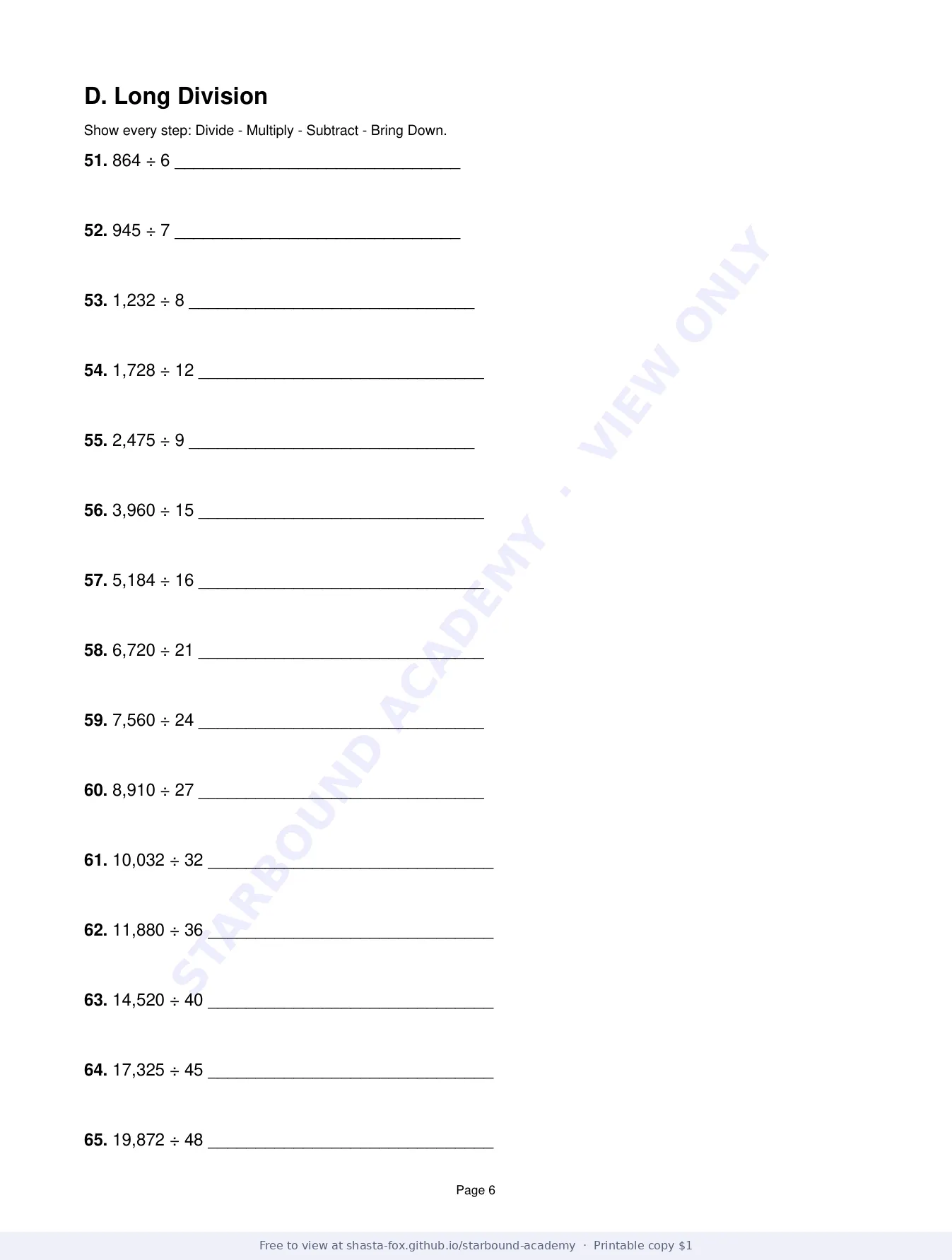 Cumulative Arithmetic Review, page 6 of 10