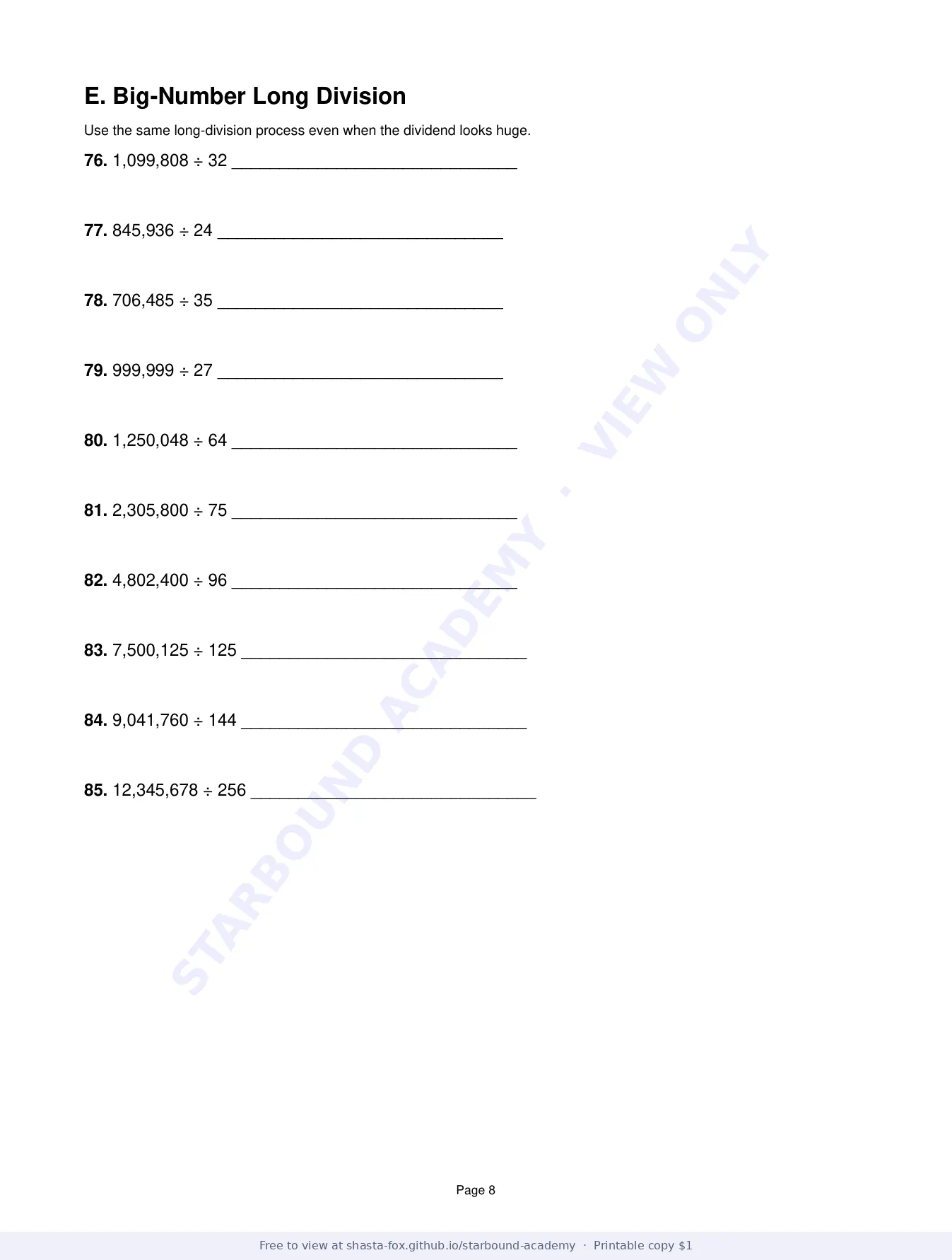 Cumulative Arithmetic Review, page 8 of 10