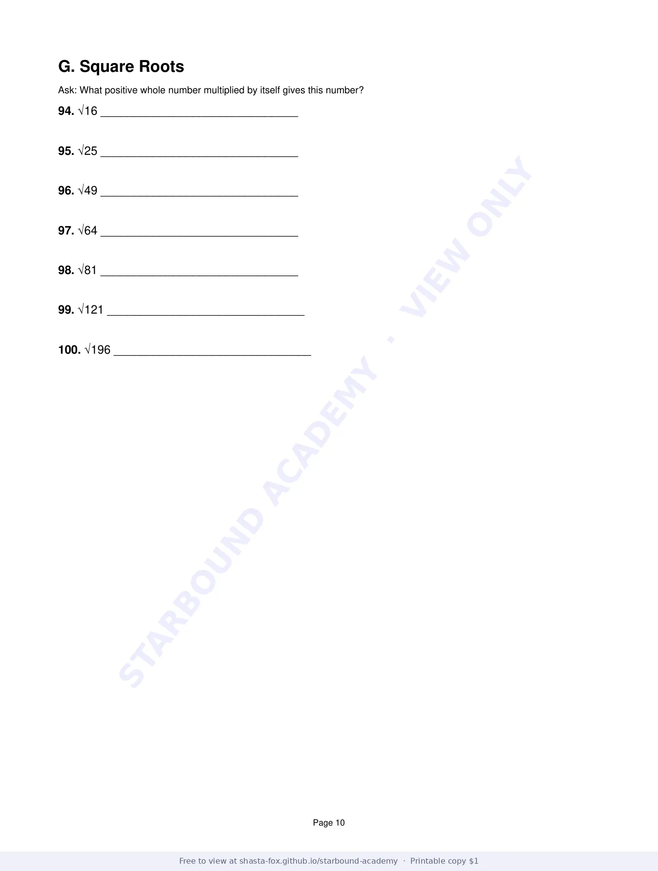 Cumulative Arithmetic Review, page 10 of 10