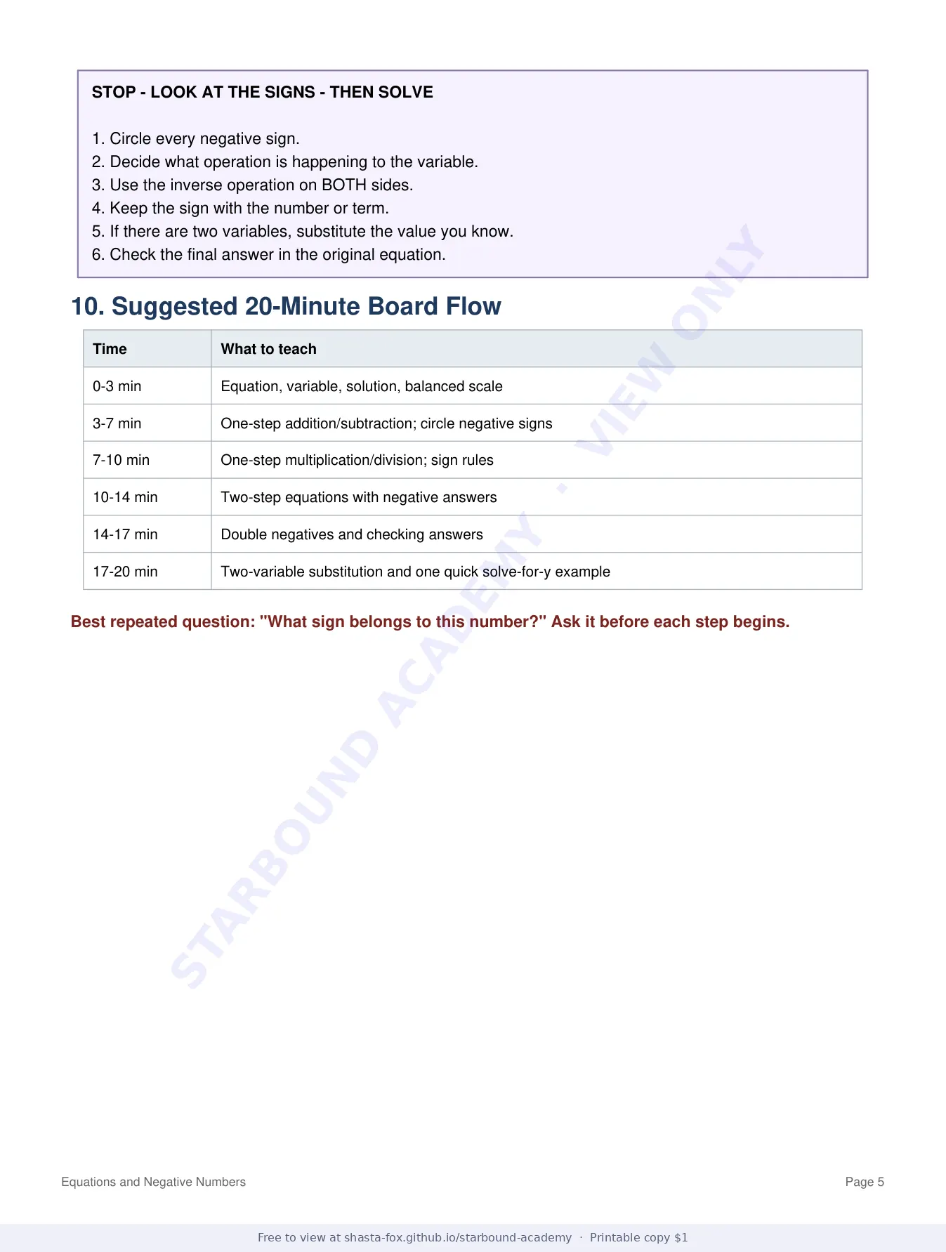 Equation Notes: Equations and Negative Numbers, page 5 of 5